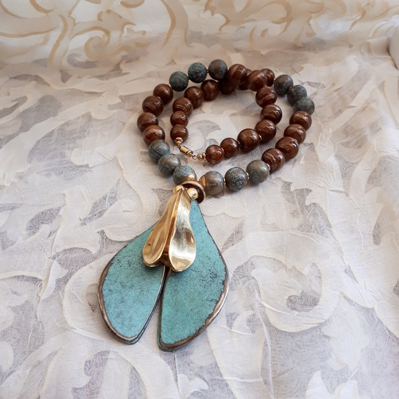 Venetian Morano Glass Beads Spinning Maple Necklac - Picture 8 of 10